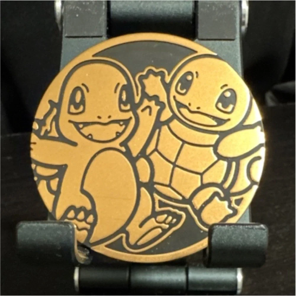 Pokémon TCG Charmander Squirtle Embossed Metal Battling Coin Gold Black CCG